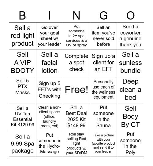 BDOTY BINGO Card