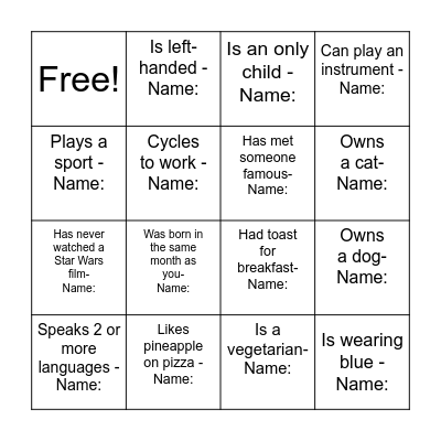 Icebreaker Bingo: Find Someone Who Bingo Card