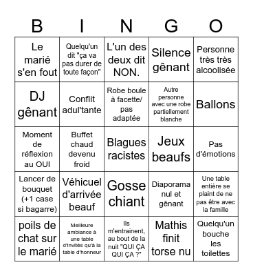 BINGO DE LA MORT Bingo Card