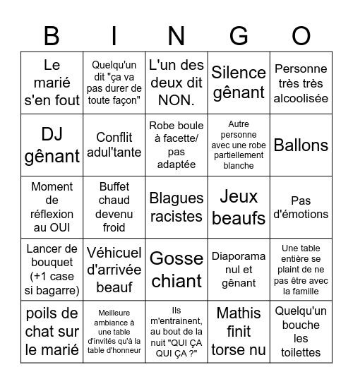 BINGO DE LA MORT Bingo Card