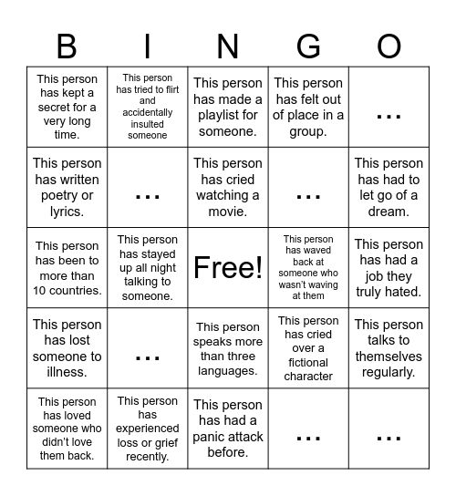 Mindmates BINGO Card