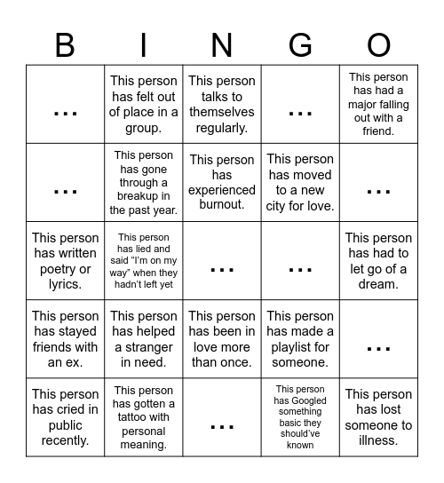 Mindmates BINGO Card