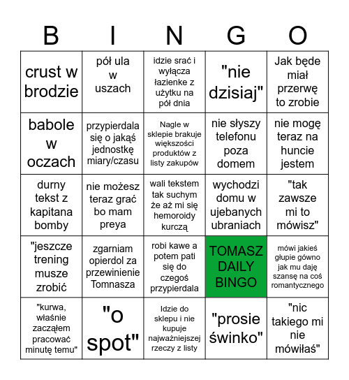 TOMASZ DAILY BINGO Card