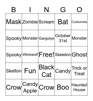 Halloween Bingo Card