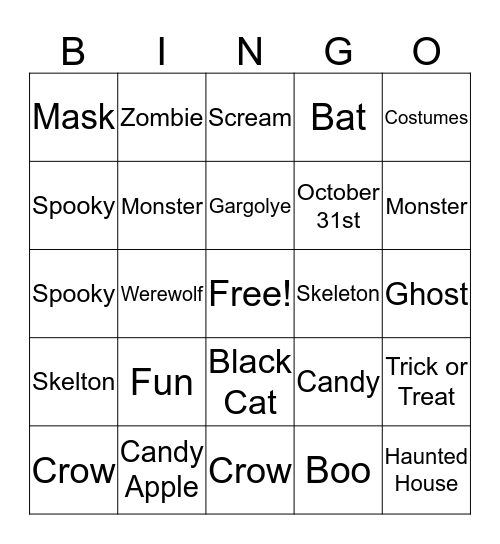 Halloween Bingo Card