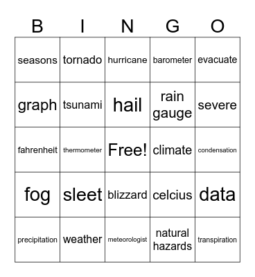 Weather and Climate Bingo Card