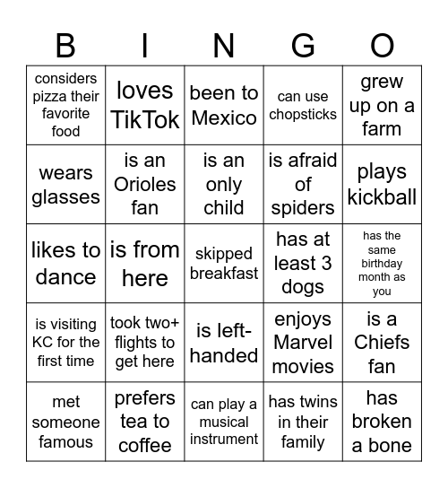 Find Someone Who.... Bingo Card