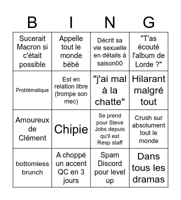 Bingo de Yanis (mi-2025) Bingo Card