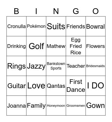 Joanna's Kitchen Tea Bingo Card