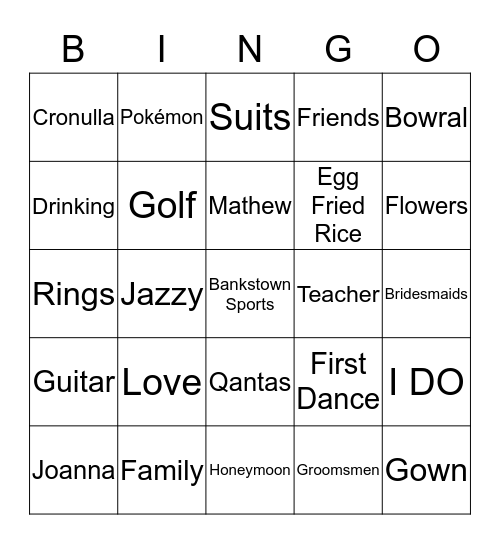 Joanna's Kitchen Tea Bingo Card