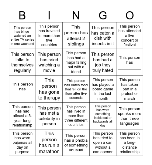 Human BINGO Card