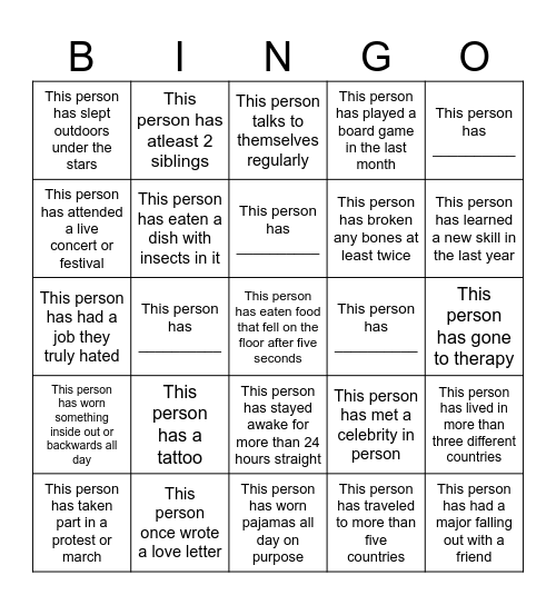 Human BINGO Card