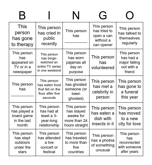Human BINGO Card