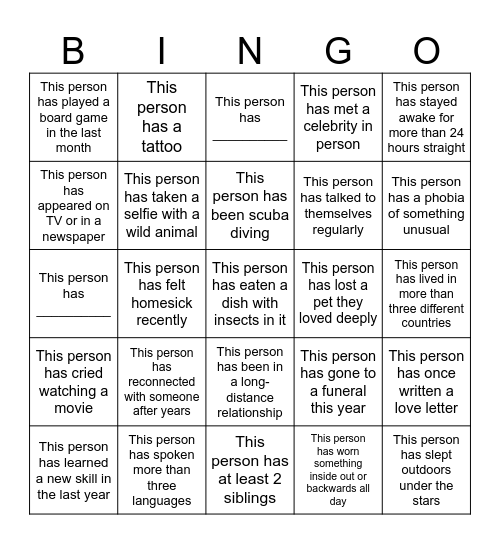 Human BINGO Card