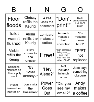 Office Bingo Card