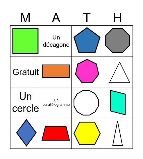 Géométrie Bingo Card