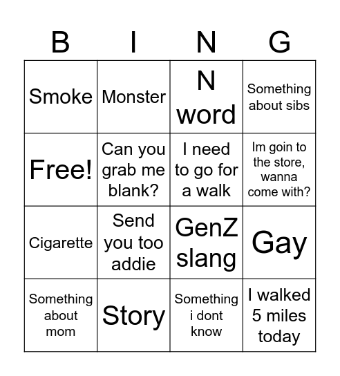 Dad bingo Card