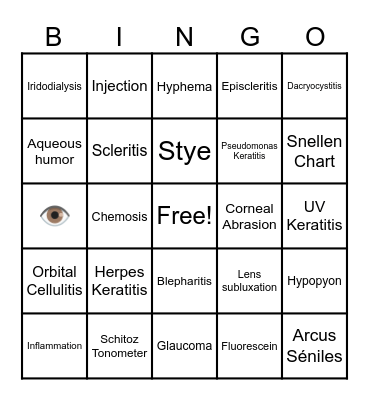 RED EYE BINGO Card