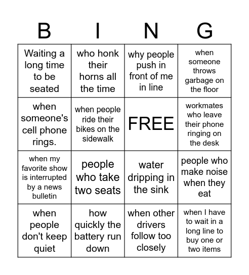 Passages 1 Unit 10 Bingo Card
