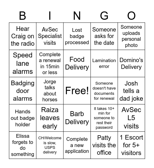 ** Credentialing ** Bingo Card