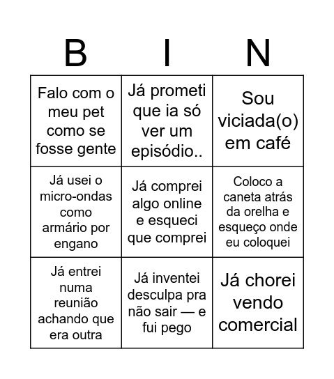 Bingo da Sitawi Bingo Card