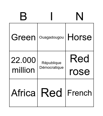 Burkina Faso Bingo Card