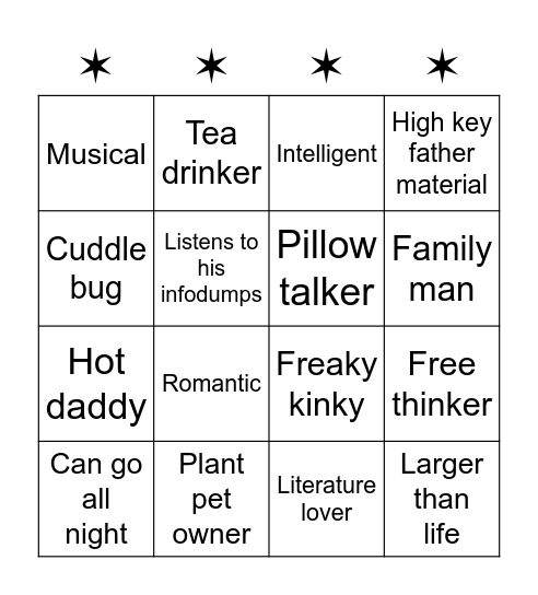 Are You Stolas' Type Bingo Card