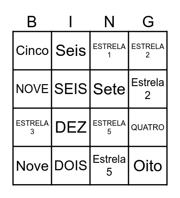 BINCO DOS NÚMEROS Bingo Card