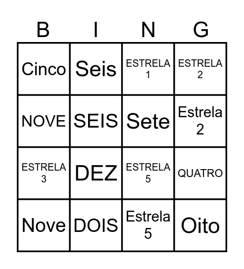 BINCO DOS NÚMEROS Bingo Card