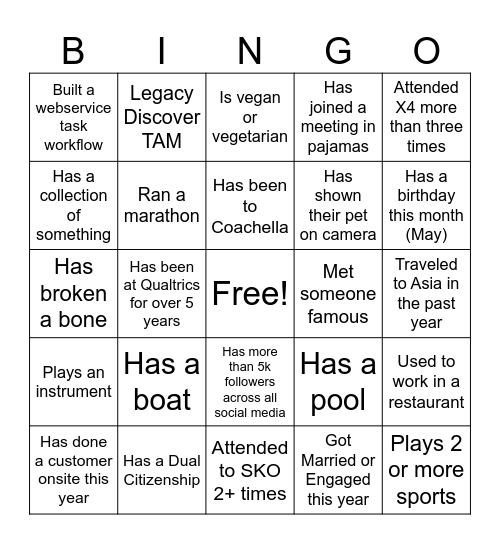G & S ONSITE Bingo Card