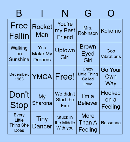 Music Bingo! Bingo Card