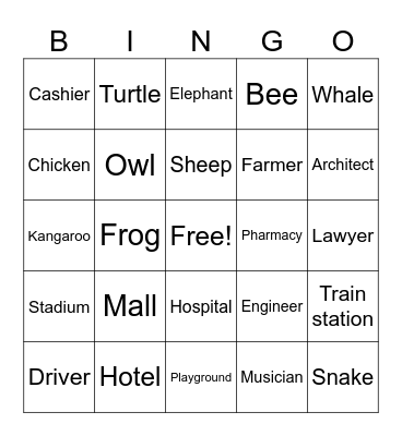 Vocabulary Bingo Card