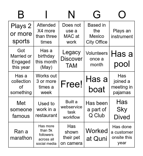 G & S ONSITE Bingo Card