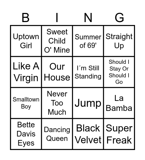 80s (2) Bingo Card