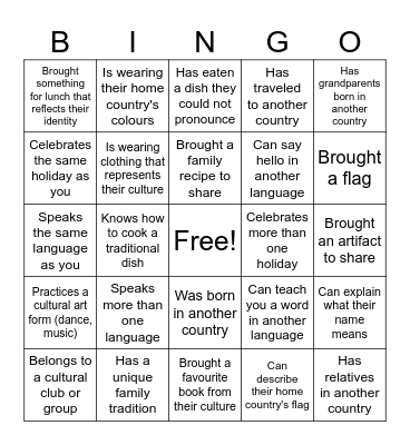 Identity Day Scavenger Hunt Bingo Card