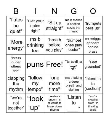 Band Bingo Card