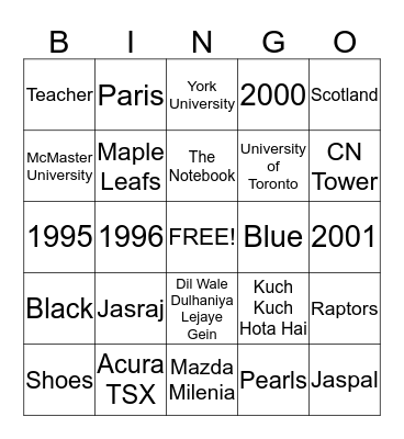 Bridal Shower BINGO! Bingo Card
