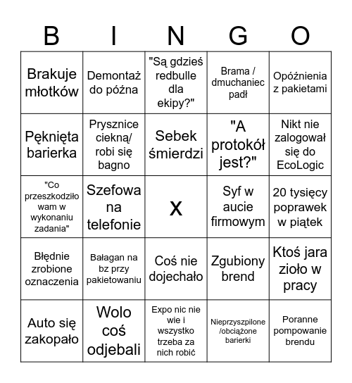 Suntagowskie Admin-Bingo Card