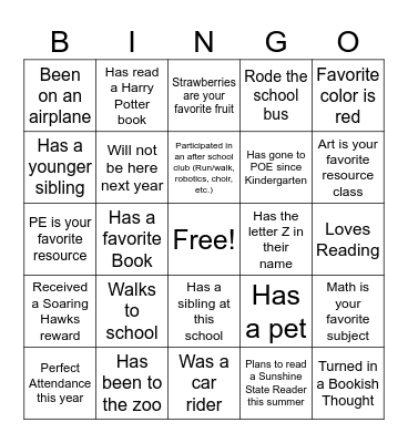 End Of The Year Bingo Card