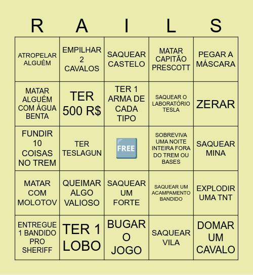 DEAD RAILS BINGO Card