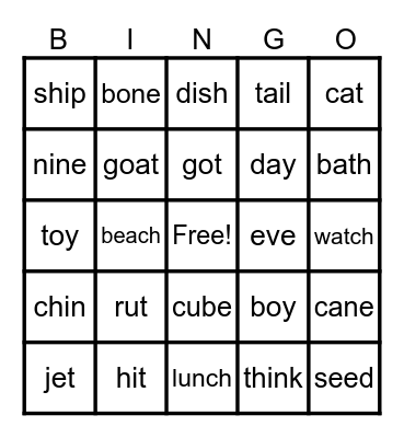 Glow Party- UFLI Review BINGO Card