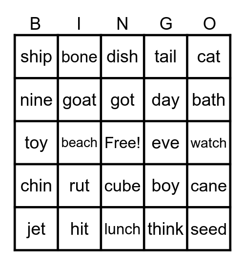 Glow Party- UFLI Review BINGO Card