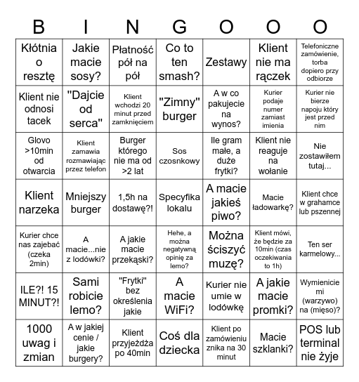 BINGO KASJERSKIE Bingo Card
