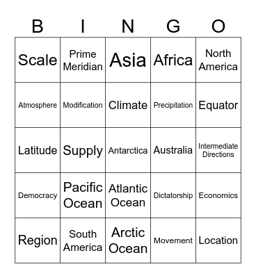 Social Studies Review Bingo Card