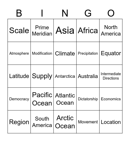 Social Studies Review Bingo Card