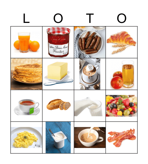 Le petit déjeuner Bingo Card