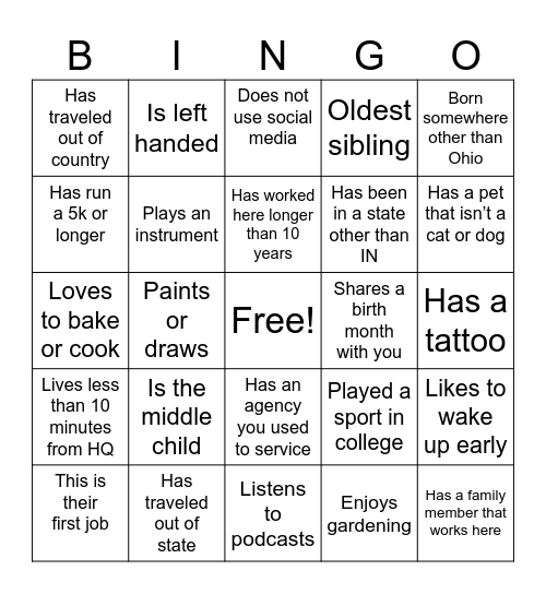 Find the Coworker Bingo Card