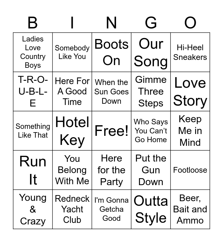 (B) Country MB Round 2 Bingo Card