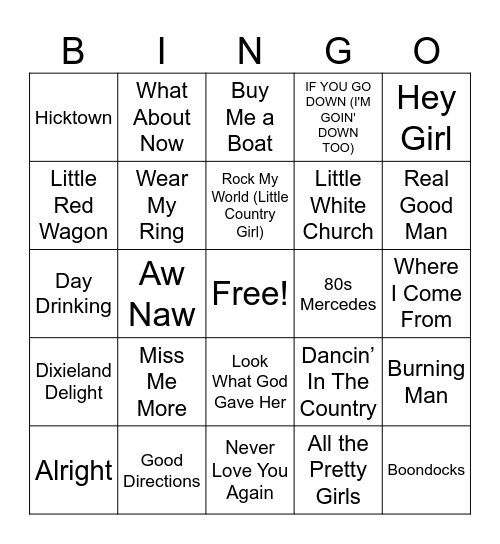 (B) Country MB Round 3 Bingo Card