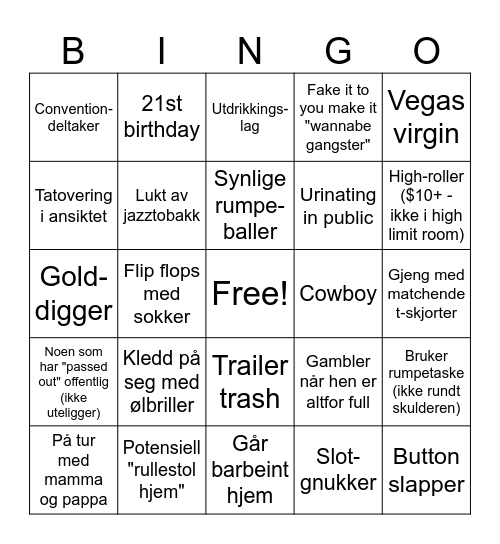 Guffarna 25 Bingo Card